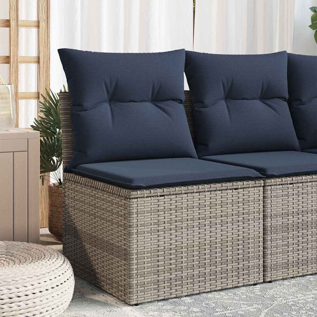 Garden Sofa with Cushion Grey 55 x 62 x 69cm Poly Rattan