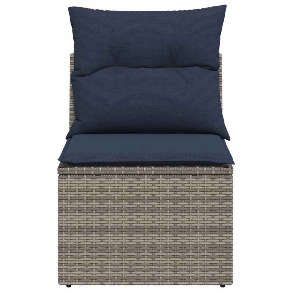 Garden Sofa with Cushion Grey 55 x 62 x 69cm Poly Rattan