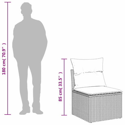 Garden Sofa with Cushion Grey 55 x 62 x 69cm Poly Rattan