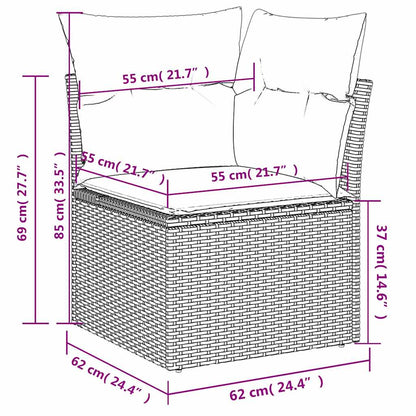 Garden Sofa with Cushion Grey 62 x 62 x 69cm Poly Rattan