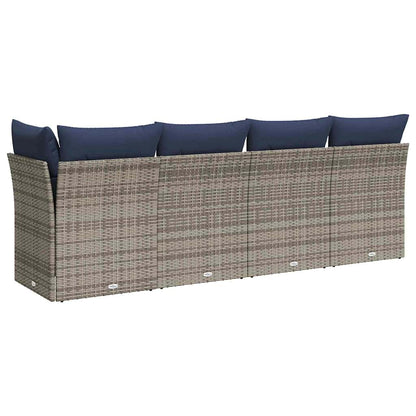 Garden Sofa with Cushion Grey 227 x 62 x 69cm Poly Rattan
