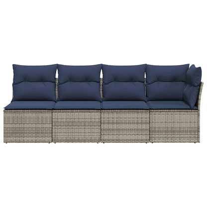 Garden Sofa with Cushion Grey 227 x 62 x 69cm Poly Rattan