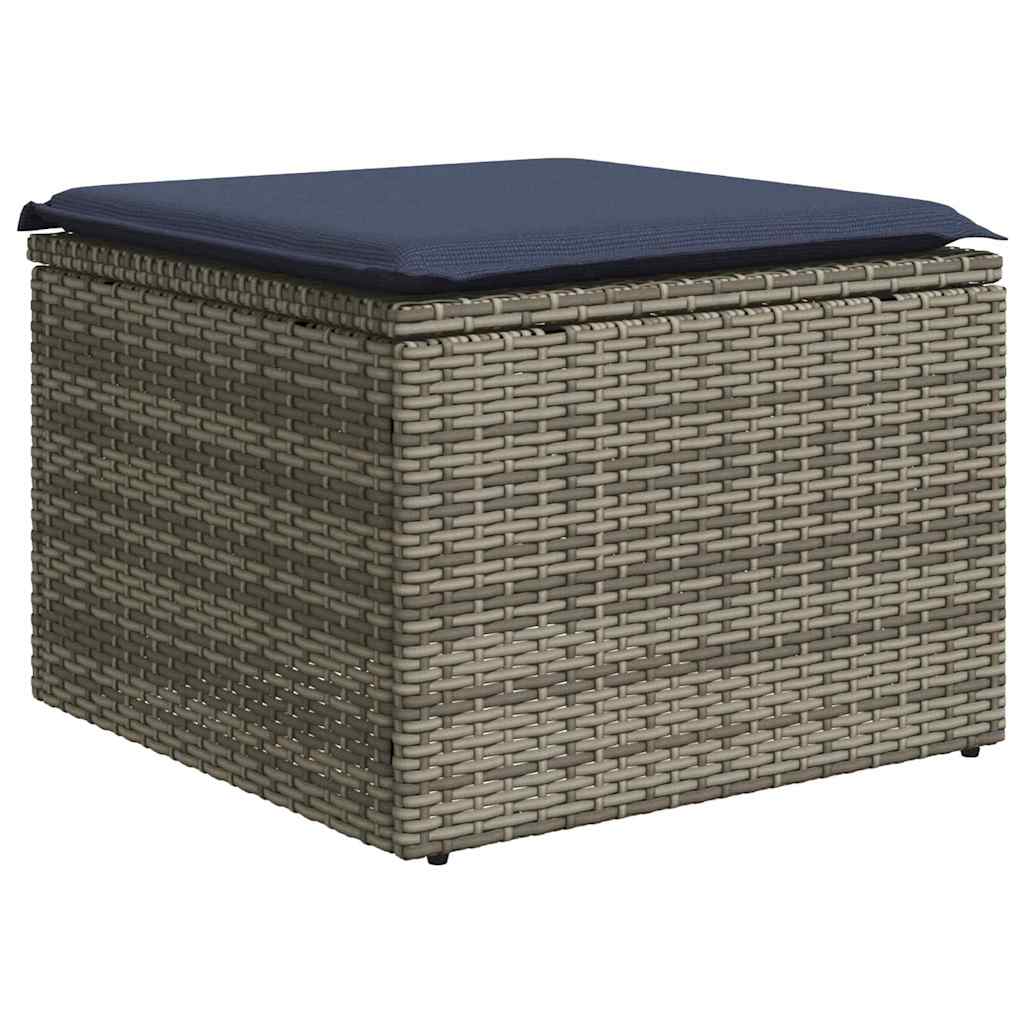 Garden Stool Grey 55 x 55 x 37cm Poly Rattan