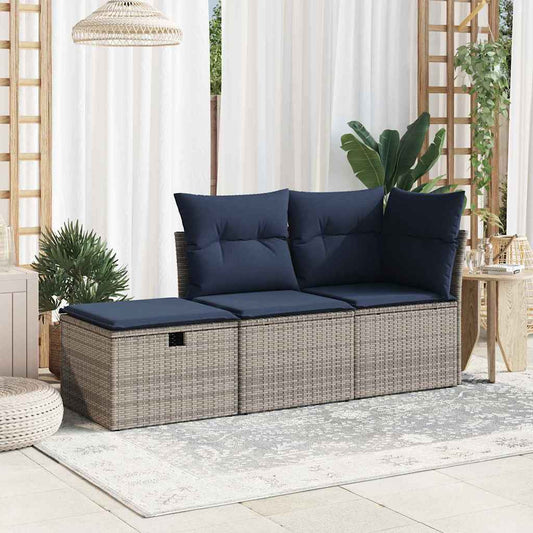 Garden Stool Grey 55 x 55 x 37cm Poly Rattan