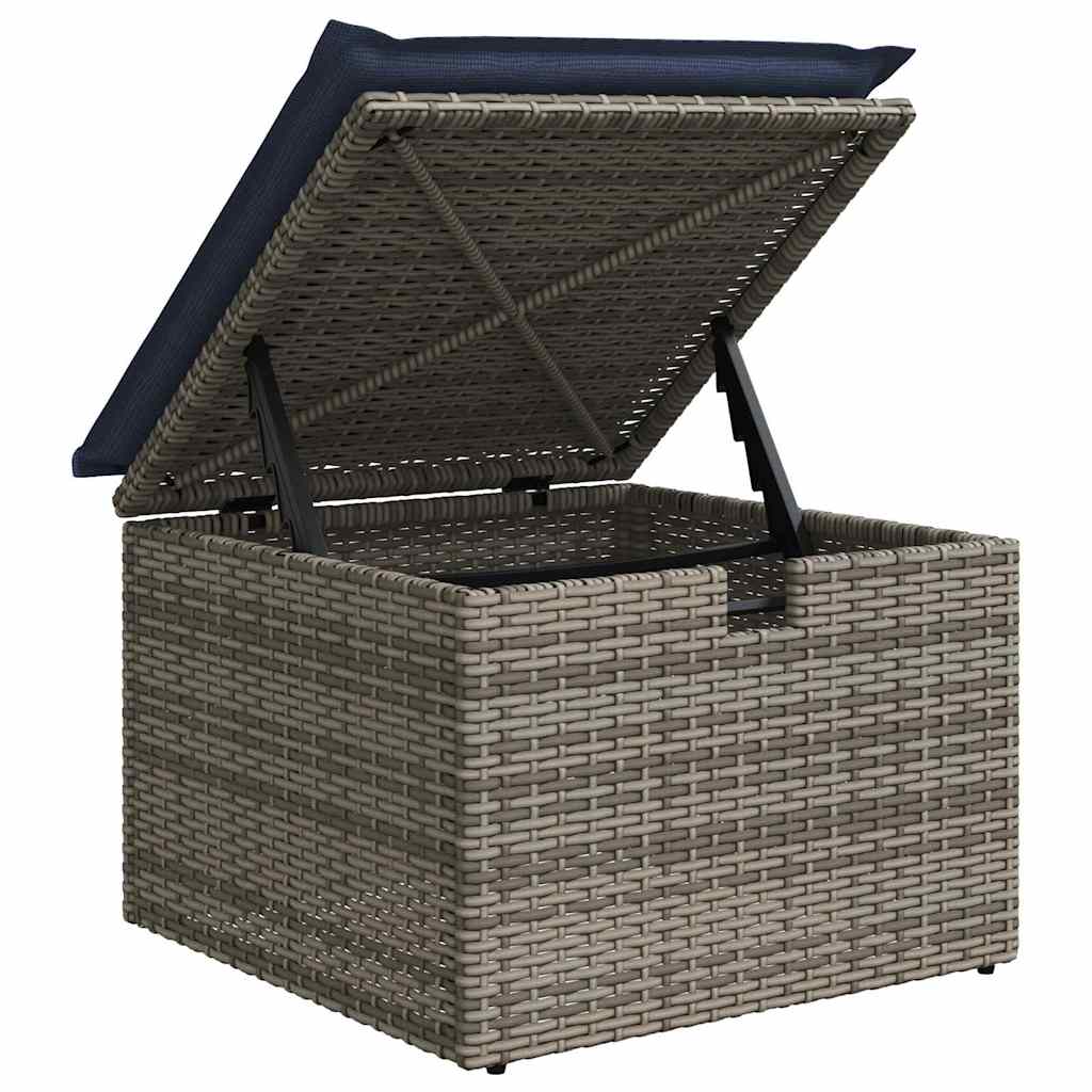 Garden Stool Grey 55 x 55 x 37cm Poly Rattan