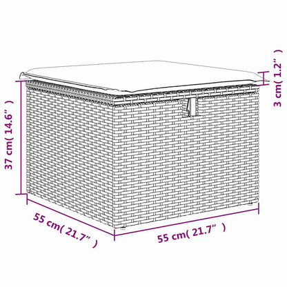 Garden Stool Grey 55 x 55 x 37cm Poly Rattan