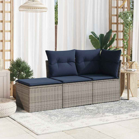 Garden Stool Grey 55 x 55 x 37cm Poly Rattan