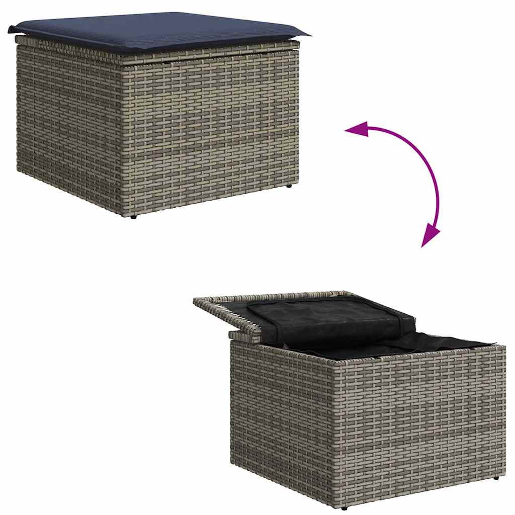 Garden Stool Grey 55 x 55 x 37cm Poly Rattan