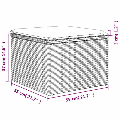 Garden Stool Grey 55 x 55 x 37cm Poly Rattan