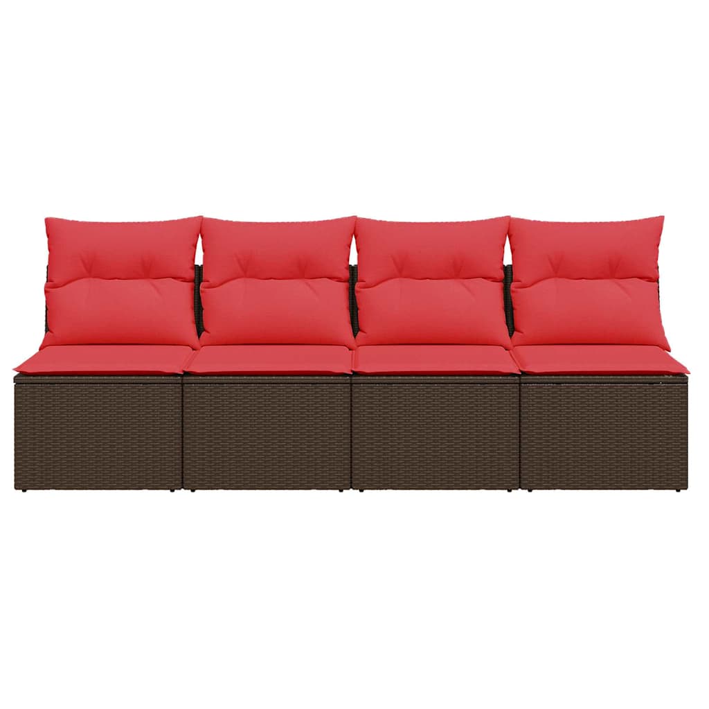 Garden Sofa with Cushion Brown 220 x 62 x 69cm Poly Rattan