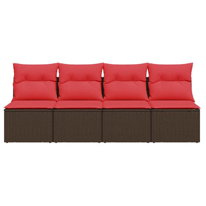 Garden Sofa with Cushion Brown 220 x 62 x 69cm Poly Rattan
