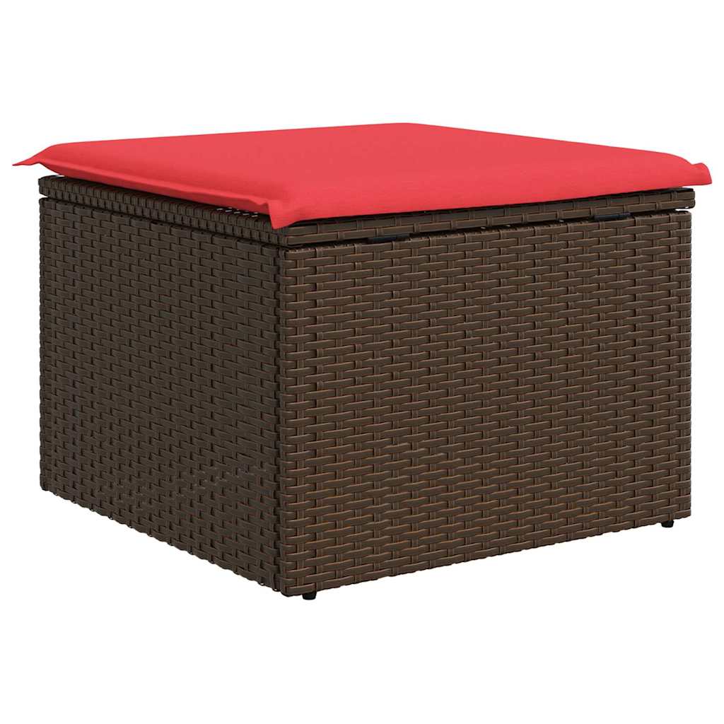 Garden Stool Brown 55 x 55 x 37cm Poly Rattan