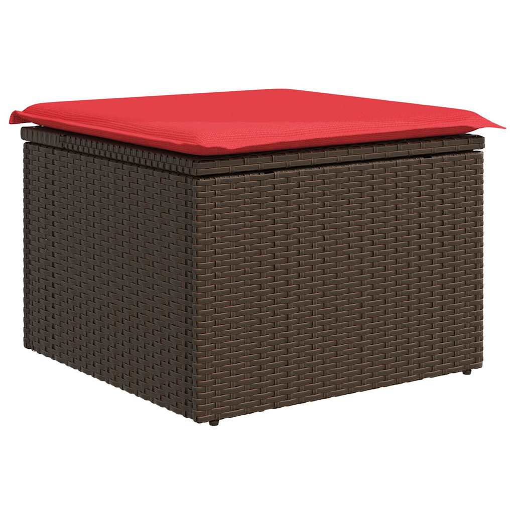 Garden Stool Brown 55 x 55 x 37cm Poly Rattan