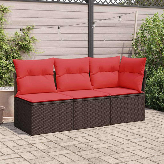 Garden Sofa 3 pcs Brown 55 x 62 x 69 cm Poly rattan