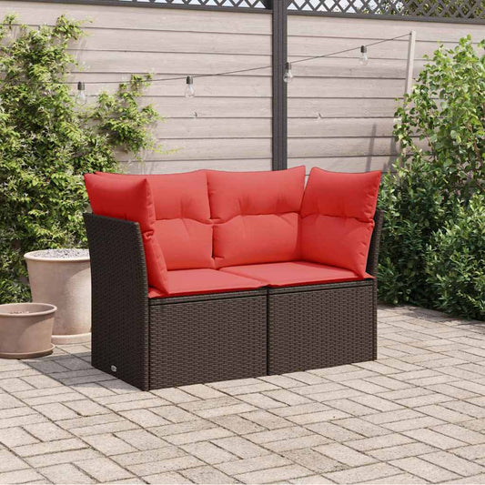 Garden Sofa 7 pcs Brown and red 124 x 62 x 69 cm Poly rattan