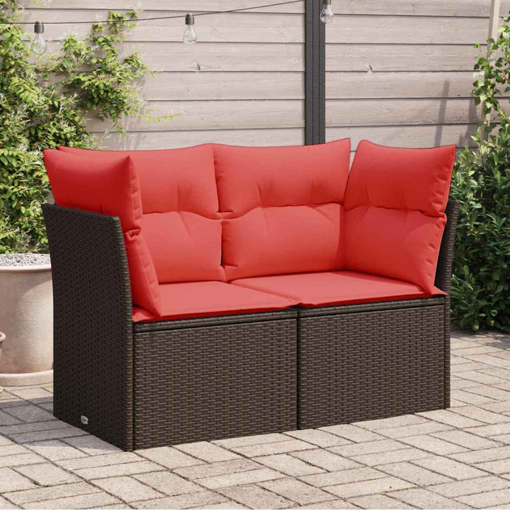Garden Sofa 7 pcs Brown and red 124 x 62 x 69 cm Poly rattan