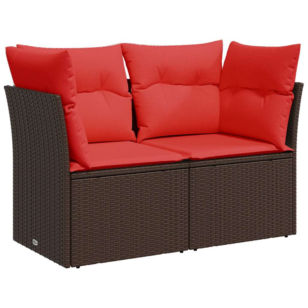 Garden Sofa 7 pcs Brown and red 124 x 62 x 69 cm Poly rattan