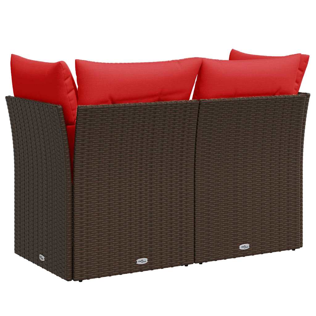 Garden Sofa 7 pcs Brown and red 124 x 62 x 69 cm Poly rattan