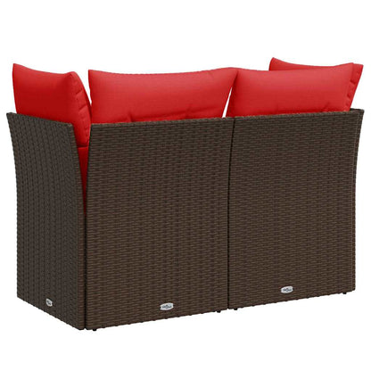 Garden Sofa 7 pcs Brown and red 124 x 62 x 69 cm Poly rattan