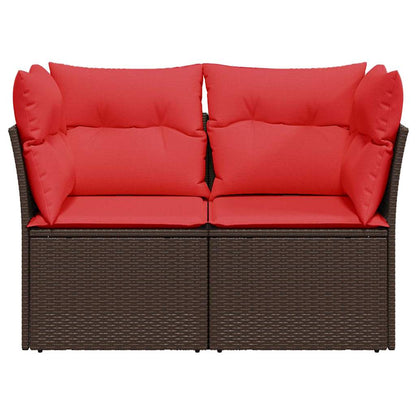 Garden Sofa 7 pcs Brown and red 124 x 62 x 69 cm Poly rattan
