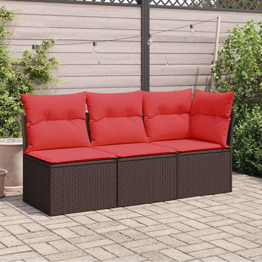 Garden Sofa 8 pcs Brown and red 172 x 62 x 69 cm Poly rattan