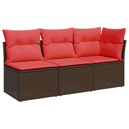 Garden Sofa 8 pcs Brown and red 172 x 62 x 69 cm Poly rattan
