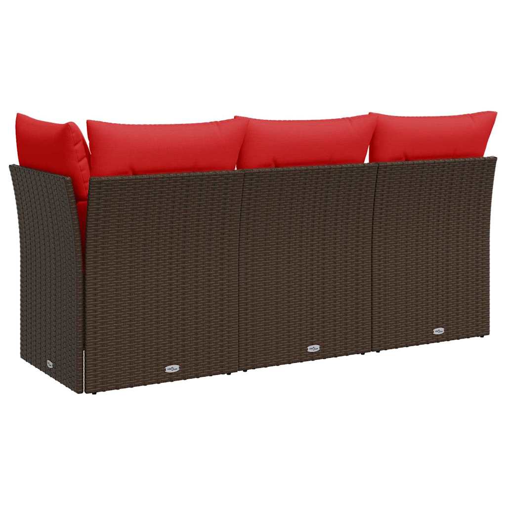Garden Sofa 8 pcs Brown and red 172 x 62 x 69 cm Poly rattan