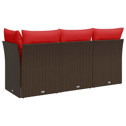 Garden Sofa 8 pcs Brown and red 172 x 62 x 69 cm Poly rattan
