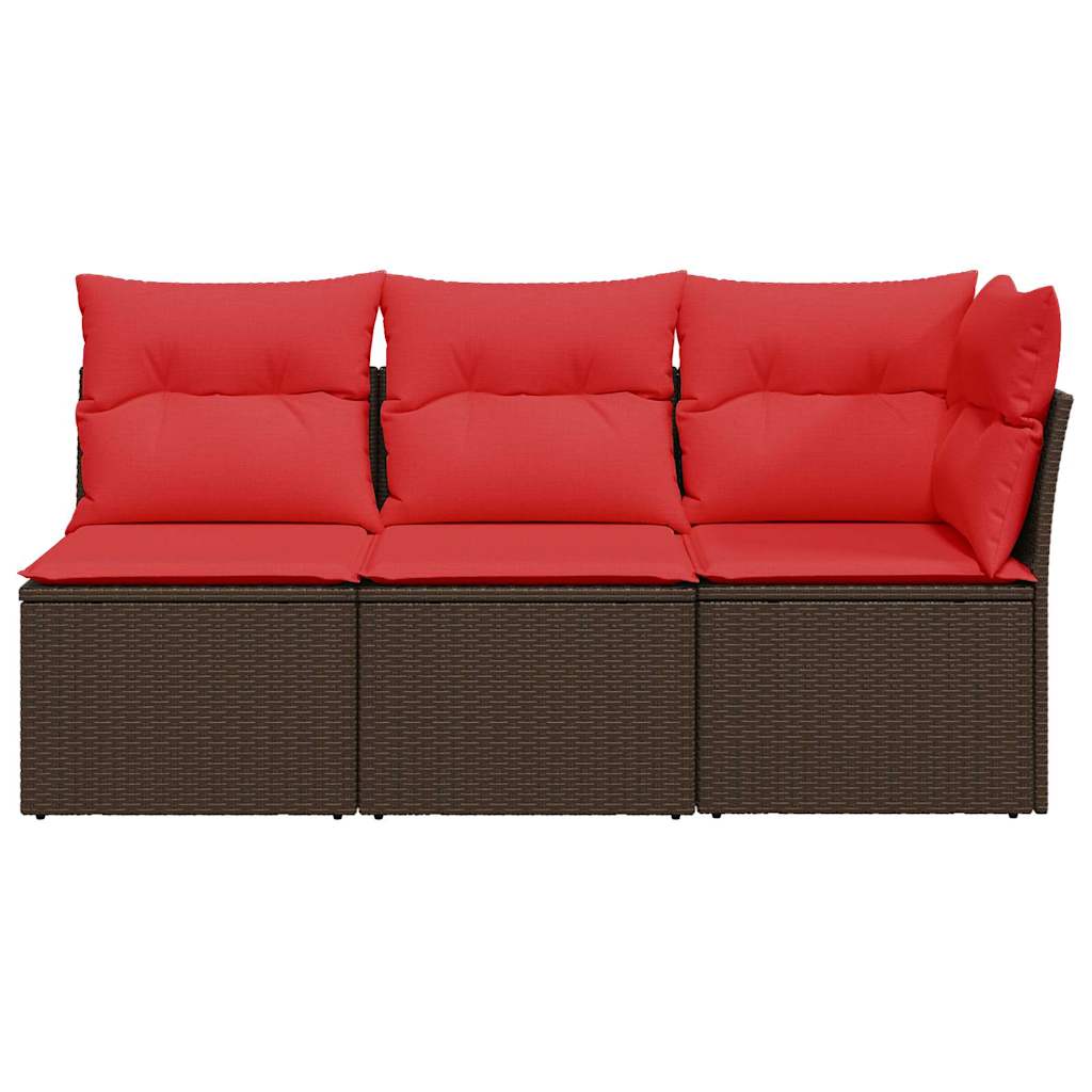 Garden Sofa 8 pcs Brown and red 172 x 62 x 69 cm Poly rattan