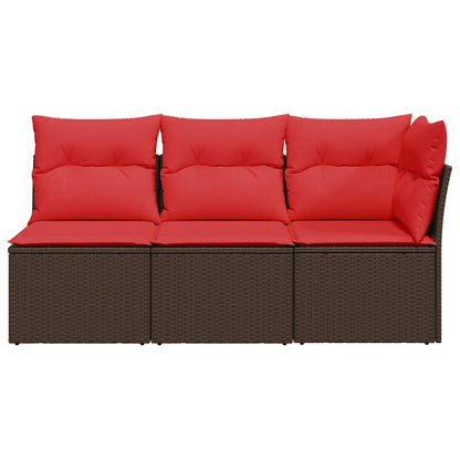 Garden Sofa 8 pcs Brown and red 172 x 62 x 69 cm Poly rattan