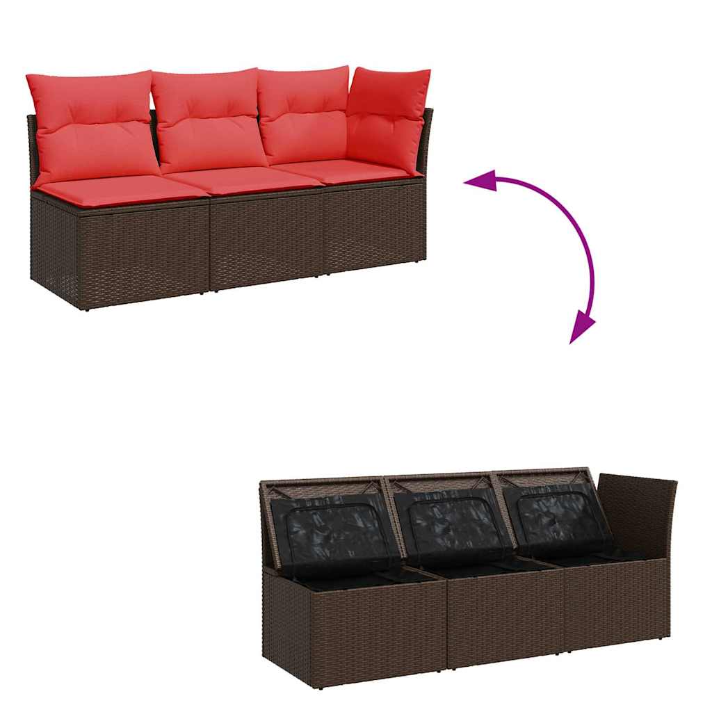 Garden Sofa 8 pcs Brown and red 172 x 62 x 69 cm Poly rattan