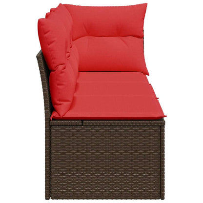 Garden Sofa 8 pcs Brown and red 172 x 62 x 69 cm Poly rattan