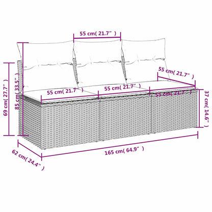 Garden Sofa 7 pcs Brown 165 x 62 x 69 cm Poly rattan