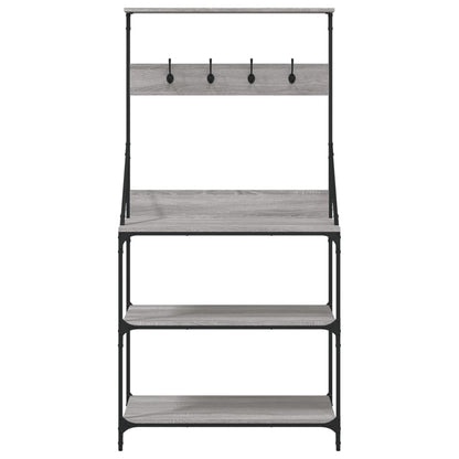 Baker's Rack with Hooks 4-Tier Grey Sonoma Engineered Wood