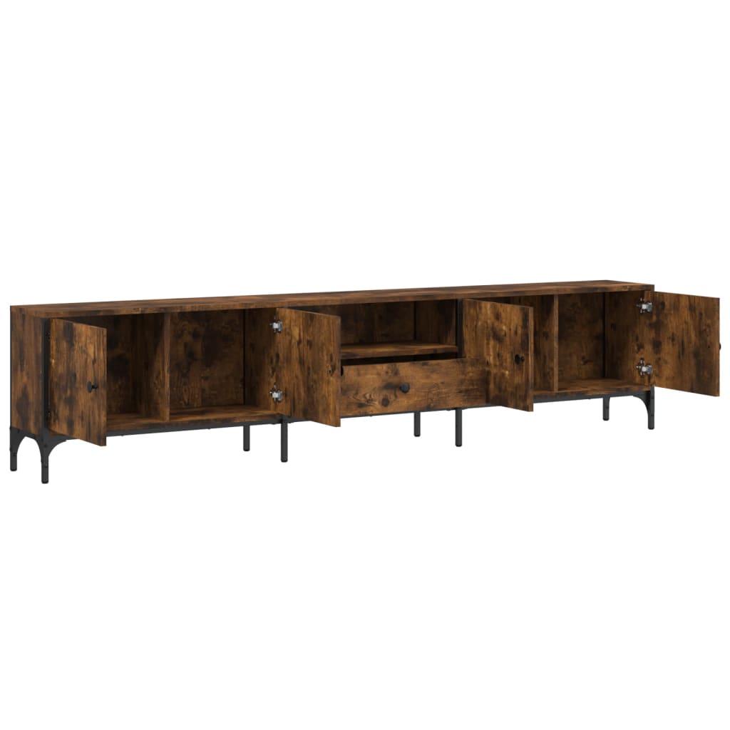 TV Cabinet with Drawer Smoked Oak 200x25x44 cm Engineered Wood