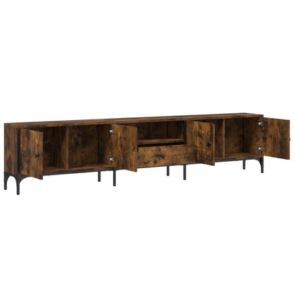 TV Cabinet with Drawer Smoked Oak 200x25x44 cm Engineered Wood