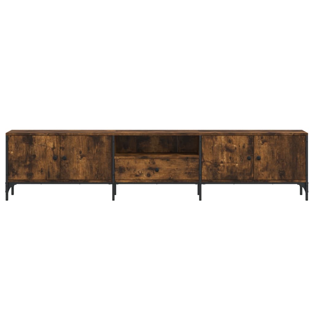 TV Cabinet with Drawer Smoked Oak 200x25x44 cm Engineered Wood