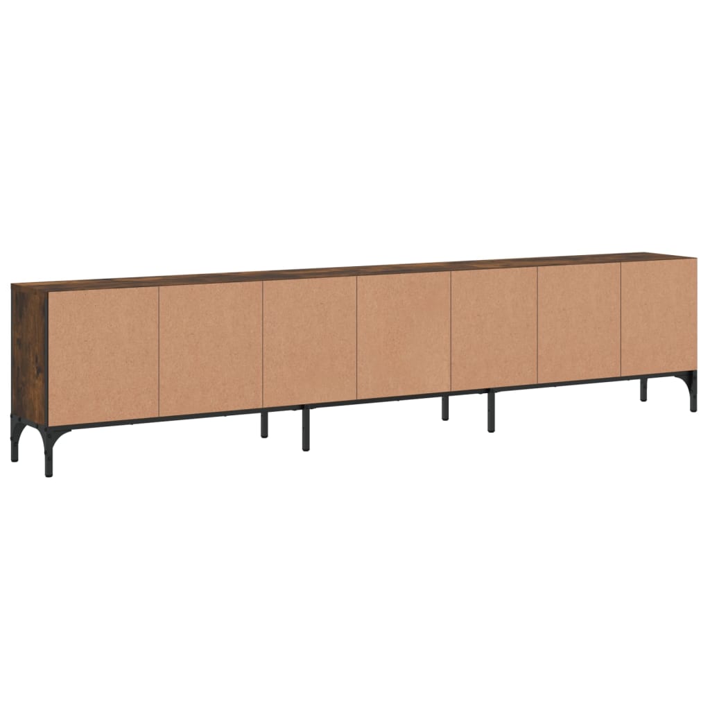TV Cabinet with Drawer Smoked Oak 200x25x44 cm Engineered Wood