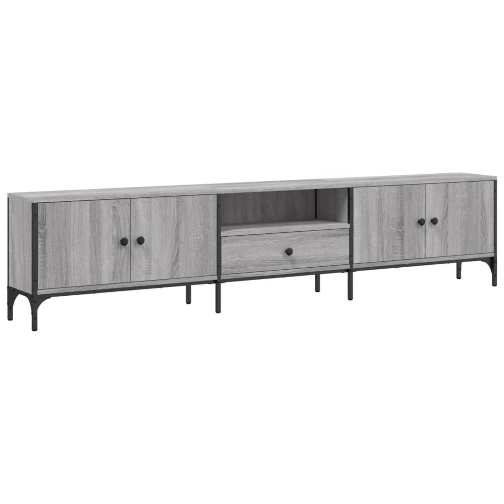 TV Cabinet with Drawer Grey Sonoma 200x25x44 cm Engineered Wood