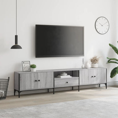 TV Cabinet with Drawer Grey Sonoma 200x25x44 cm Engineered Wood