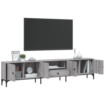 TV Cabinet with Drawer Grey Sonoma 200x25x44 cm Engineered Wood