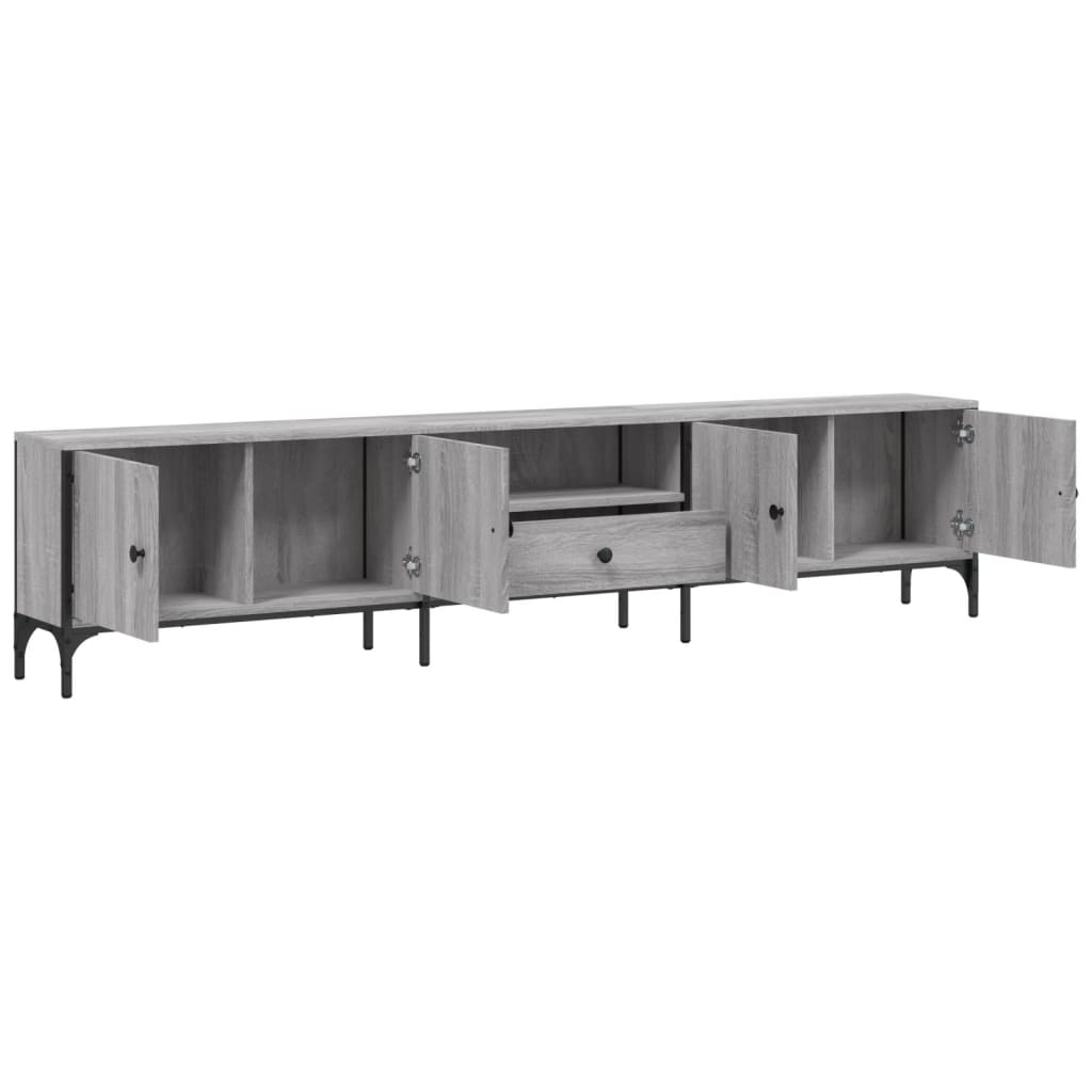 TV Cabinet with Drawer Grey Sonoma 200x25x44 cm Engineered Wood