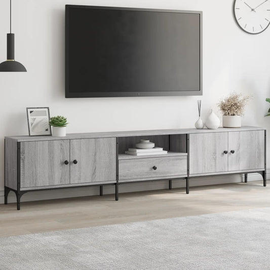 TV Cabinet with Drawer Grey Sonoma 200x25x44 cm Engineered Wood