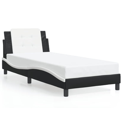 Bed Frame without Mattress "Zadar" Black and White 90x190 cm Single Faux Leather