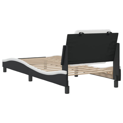 Bed Frame without Mattress "Zadar" Black and White 90x190 cm Single Faux Leather