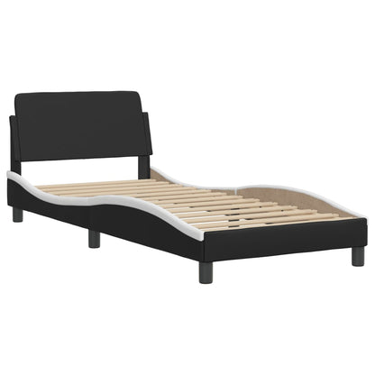 Bed Frame without Mattress "Zadar" Black and White 90x190 cm Single Faux Leather