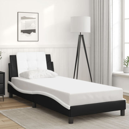 Bed Frame without Mattress "Zadar" Black and White 90x200 cm Faux Leather