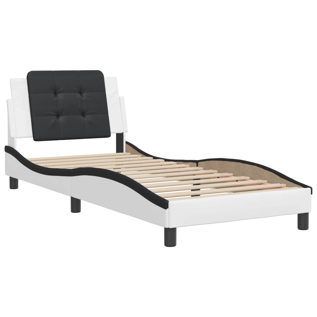 Bed Frame without Mattress "Zadar" White and Black 100x200 cm Faux Leather