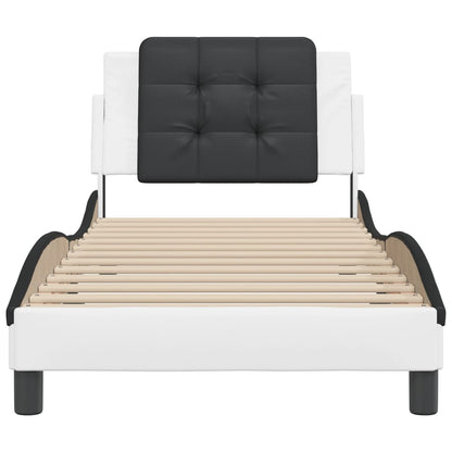 Bed Frame without Mattress "Zadar" White and Black 100x200 cm Faux Leather