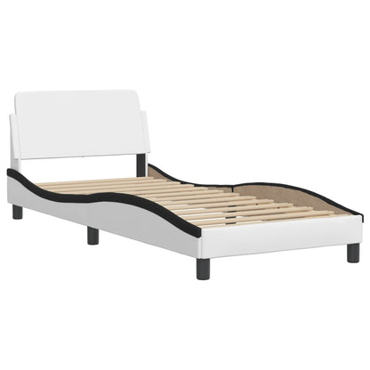 Bed Frame without Mattress "Zadar" White and Black 100x200 cm Faux Leather